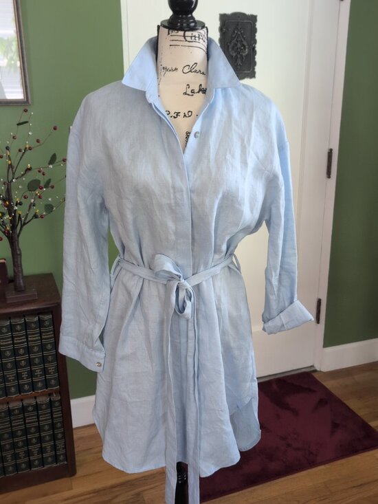 OnBir Dresses & Skirts - OnBir 100% Lite Blue Linen Dress NWT One Size